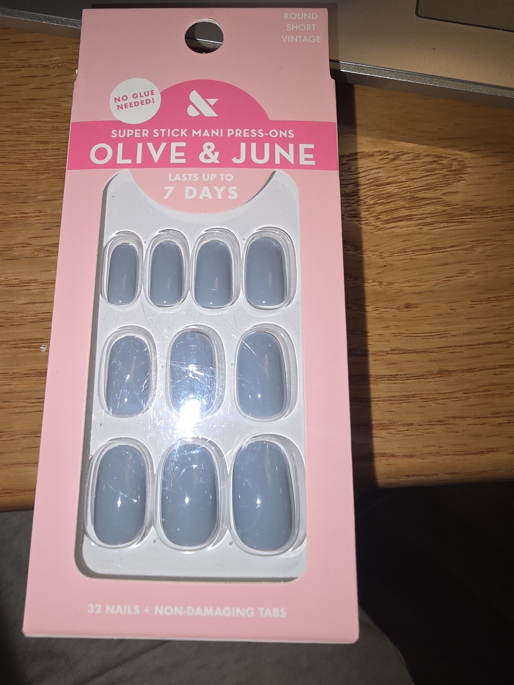 Olive & June Press-On Nails in Dusty Blue — Super Stick Mani